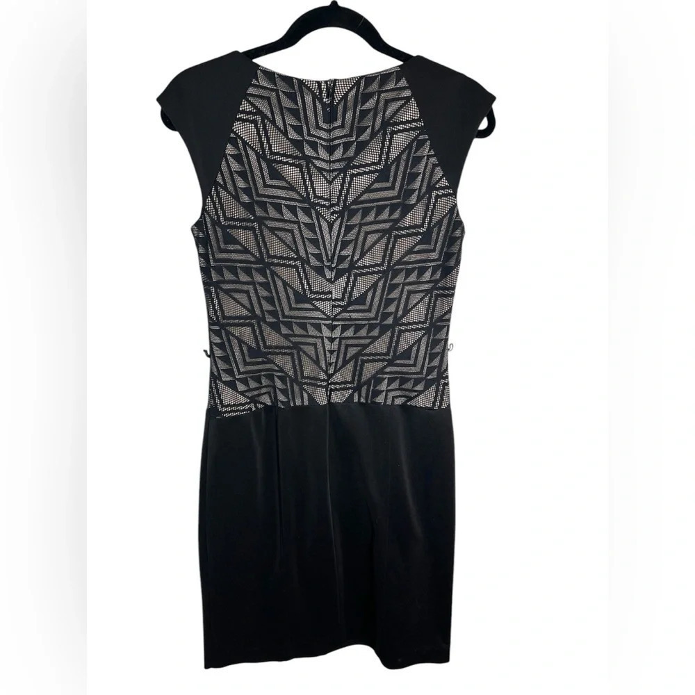 London Times Black and Nude Midi Dress Size 8 - Picture 4 of 5